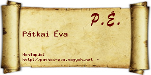 Pátkai Éva névjegykártya